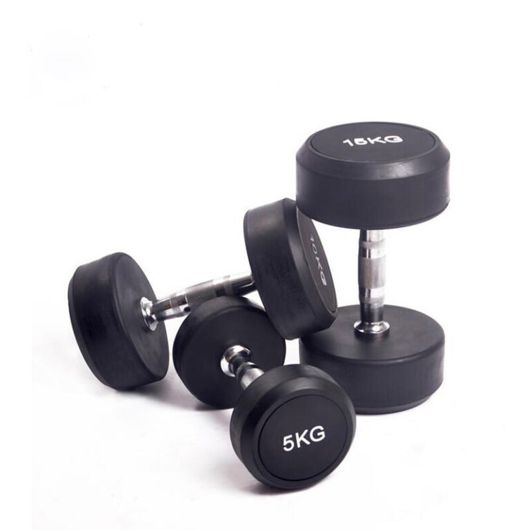 Cast Iron Rubberized Round Head Fitness Dumbbells - Image 3