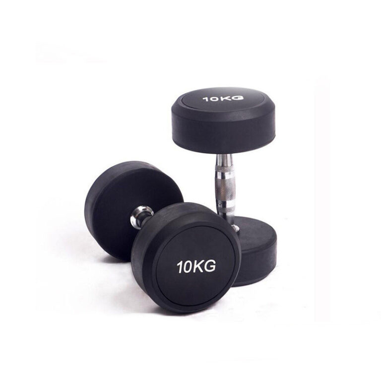 Cast Iron Rubberized Round Head Fitness Dumbbells - Image 4
